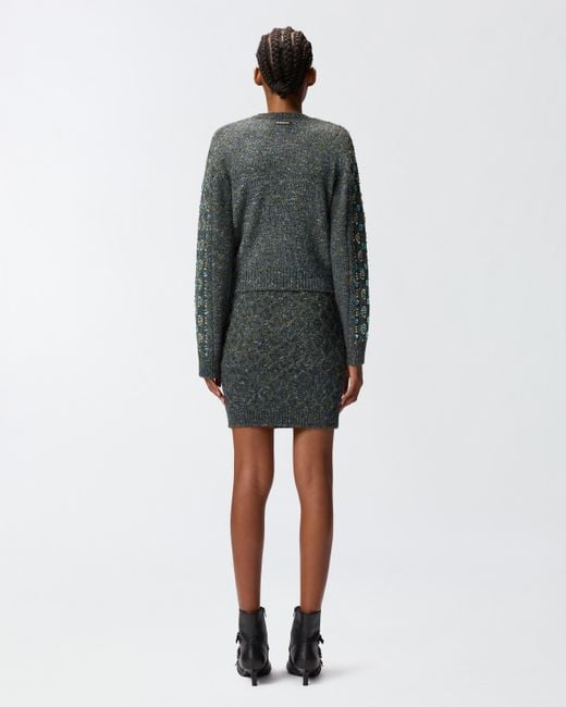 Pinko Green Cardigan With Jewel Embroidery