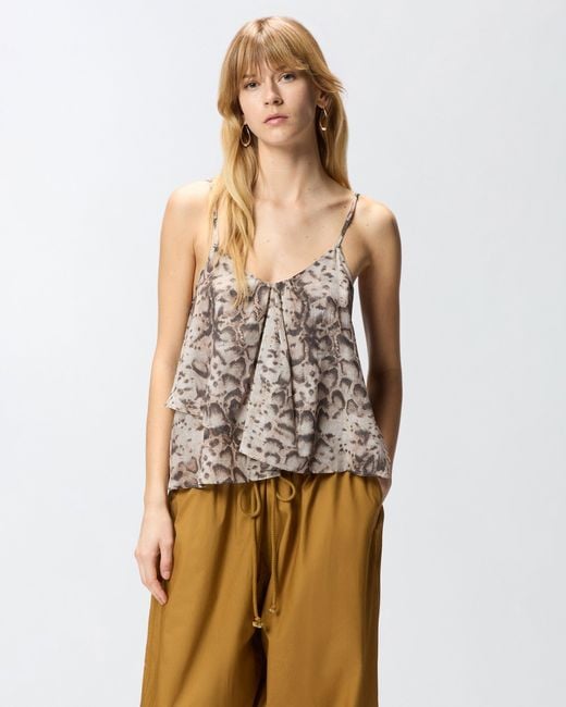 Pinko White Top With Spaghetti Straps And Snake Print
