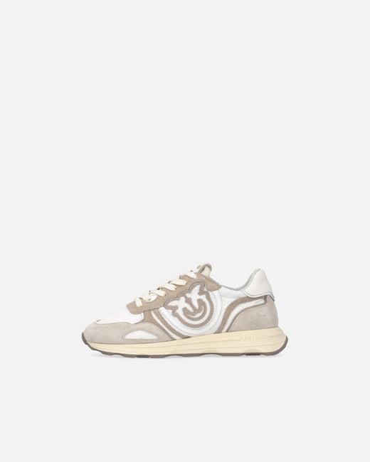 Pinko White Suede Sneakers With Logo