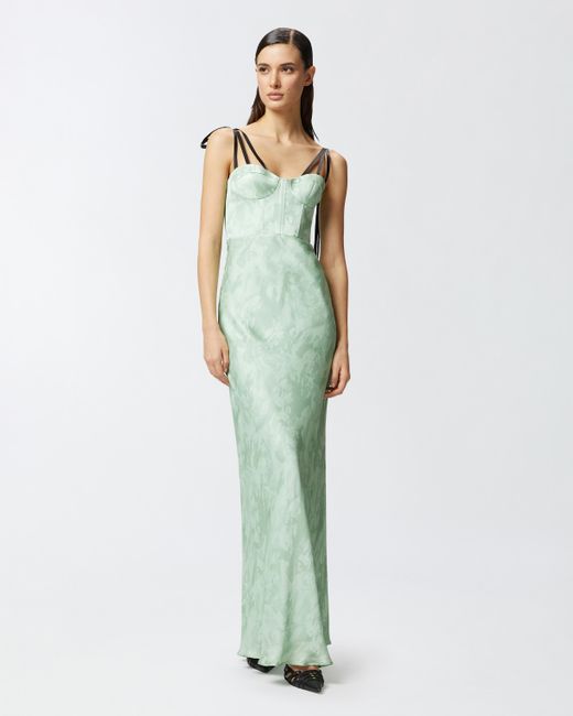 Robe Longue En Satin Avec Imprimé Chevaux Reimagine X Patrick Mcdowell Pinko en coloris Green