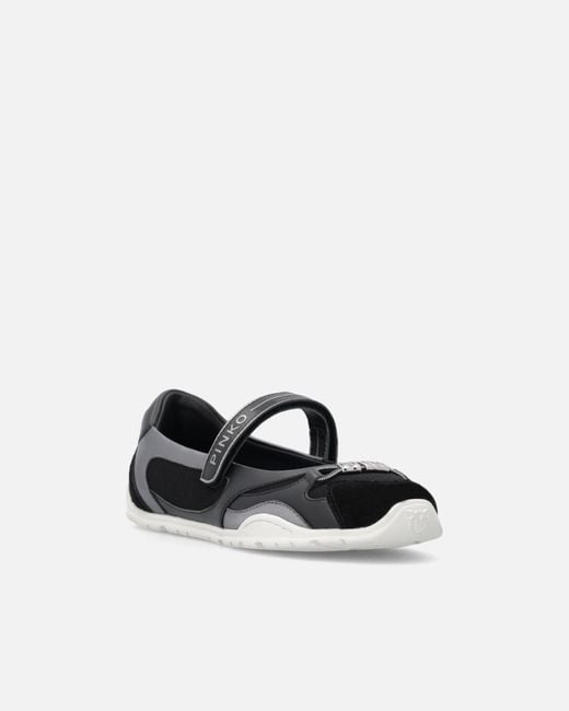 Pinko White Sporty Ballet Flats With Inserts And Lettering