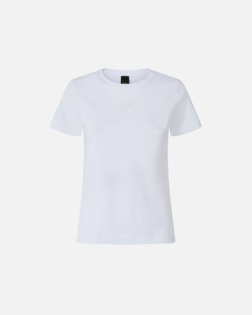 Pinko White T-shirt With Love Birds Embroidery