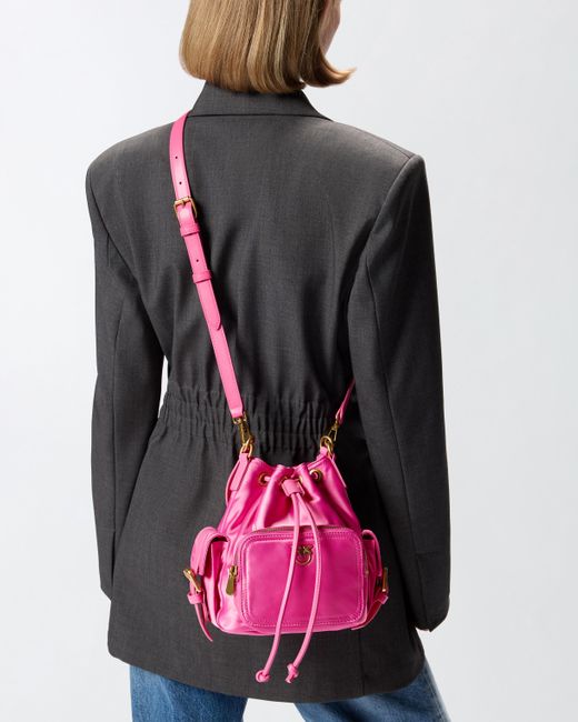 Pinko Pink Small Satin Bucket Bag
