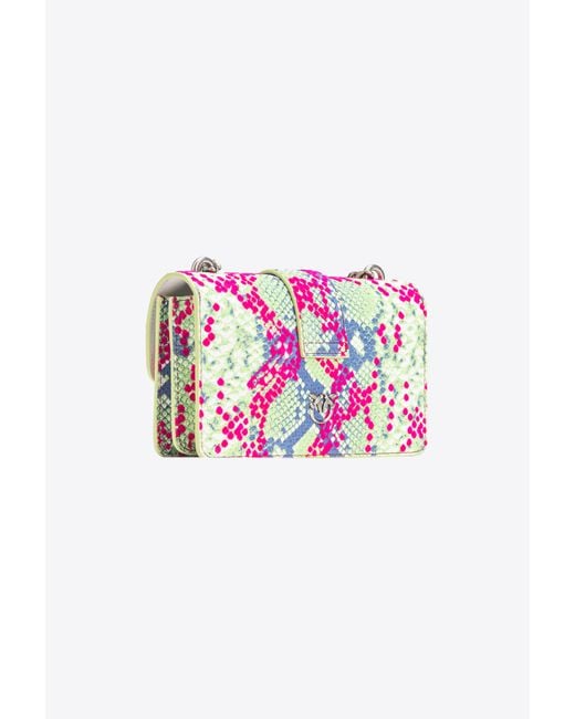 Pinko Multicolor Galleria Mini Love Bag One In Python-print Leather With Flock Detail
