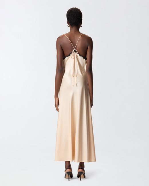 Pinko White Long Dress With Lace Inserts