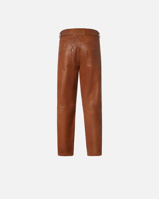 Pinko Brown Leather Trousers With Belt