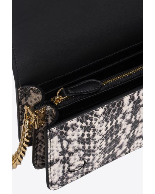 Pinko White Galleria Mini Love Bag Click In Laminated Reptile Skin