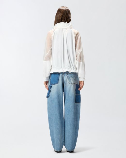 Pinko White Technical Jacket With Sheer Inserts