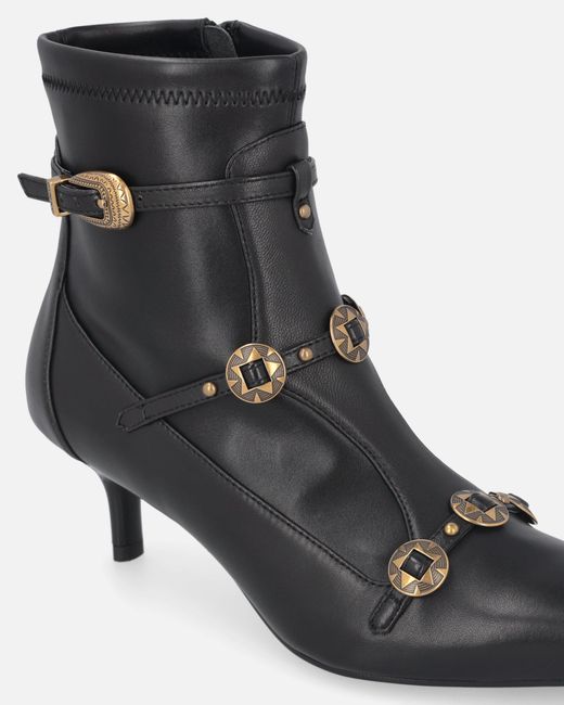 Pinko White Boots With Straps And Jewel Studs