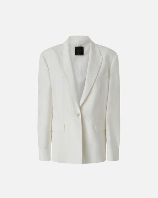 Pinko Single-breasted Blazer With Rear Strap in White | Lyst
