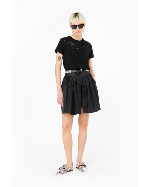 Pinko Black Taffeta Mini Skirt