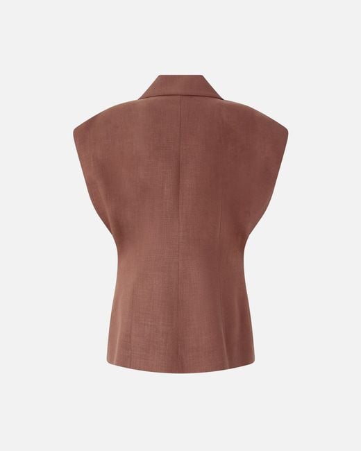Pinko Brown Sleeveless Rustic-Effect Jacket