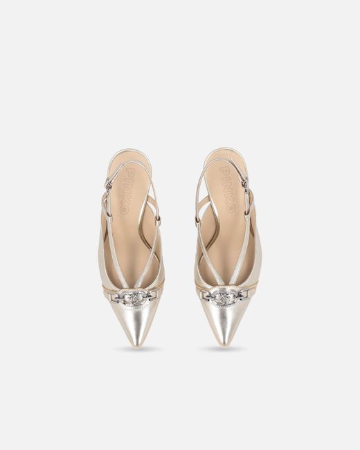 Pinko White Laminated Nappa Slingbacks