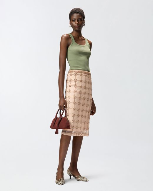Pinko Green Vest Top With Love Birds Golden Detail
