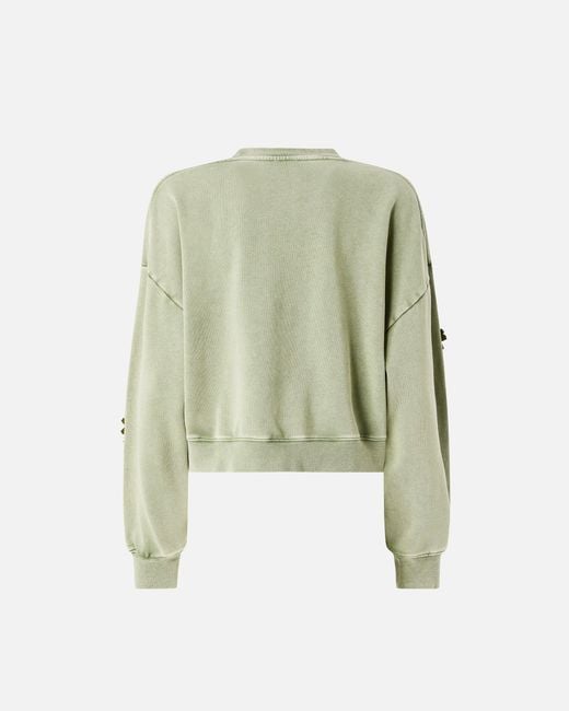 Pinko Green Sweatshirt With Jewel Flowers