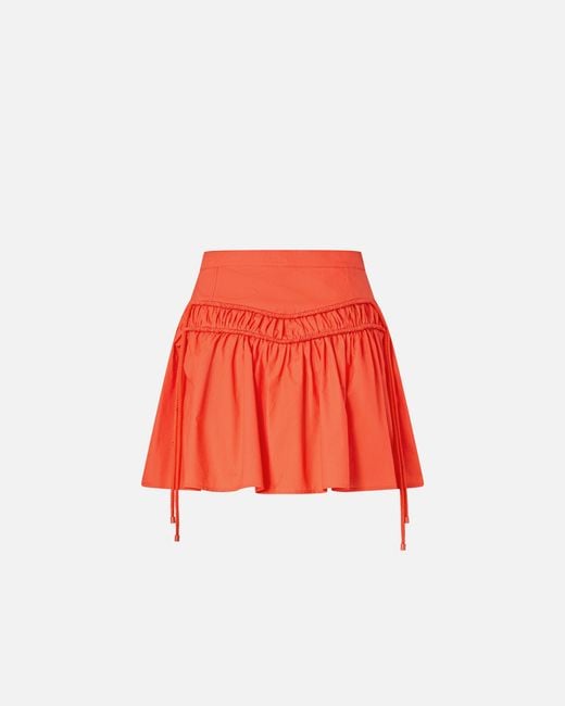 Pinko Red Short Skirt With Gathering And Drawstring