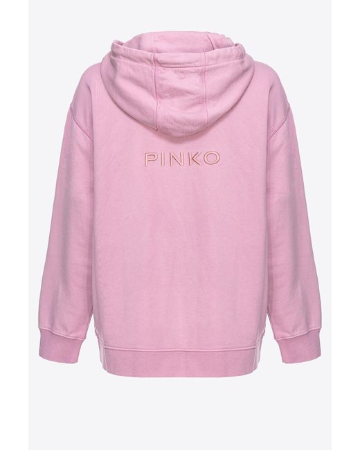 Pinko Pink Zipped Sweatshirt With Love Birds Embroidery