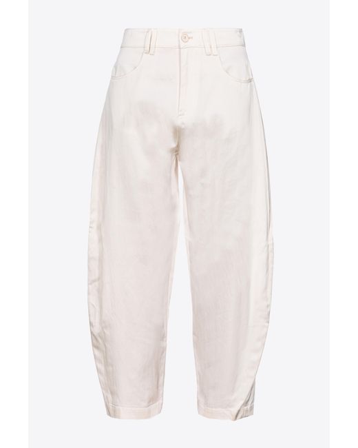 Pinko White Satin Barrel-leg Trousers