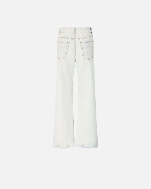 Pinko White Jeans With Contrasting Fold-Down Waist