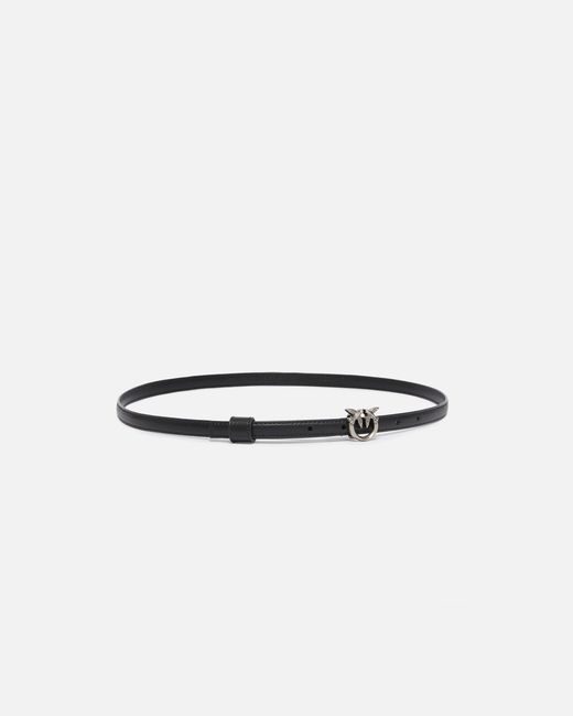 Pinko White Thin Belt With Love Birds Buckle, 1Cm