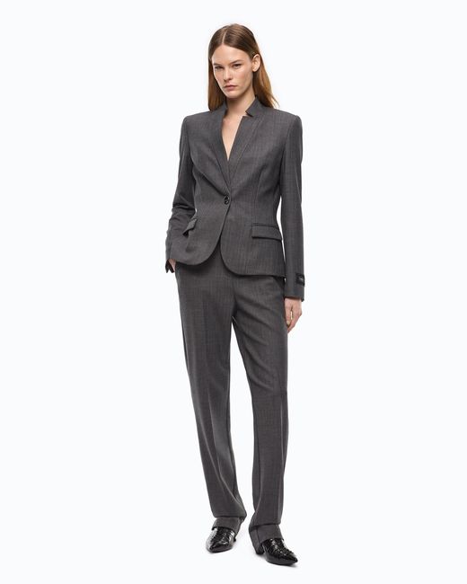Pinko Gray Tailored Wool-Blend Jacket