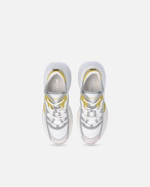 Pinko White Ariel Perforated Sneakers With Bird Logo