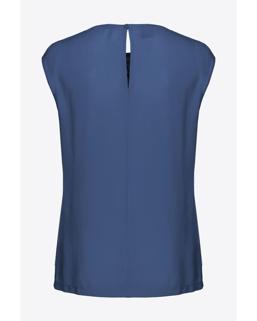 Pinko Blue Silk-blend Top With Bow