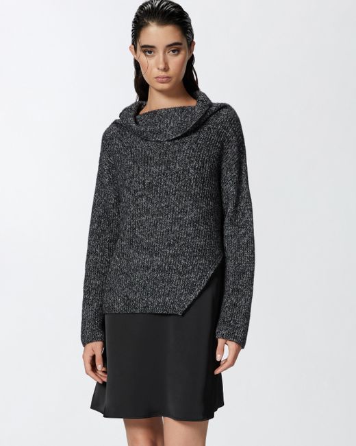 Pinko Gray Dual-Fabric Dress With Alpaca-Blend Sweater