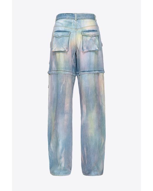 Pinko Blue Multicoloured Dusty Denim Cargo Jeans