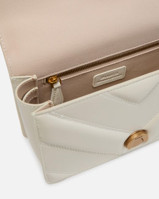 Pinko Natural Love Bag Mini Chevron-quilted Nappa Leather Crossbody Bag