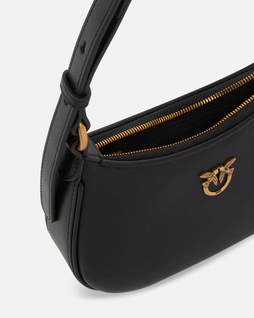 Pinko White Half Moon Baby Leather Shoulder Bag