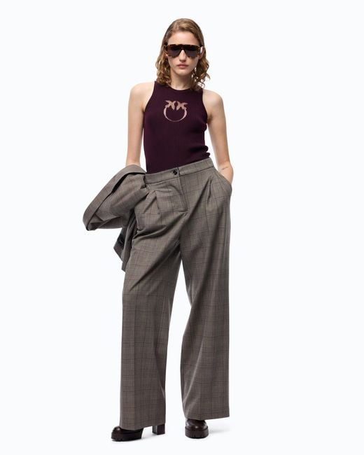 Pinko Purple Ribbed Top With Sheer Love Birds Logo