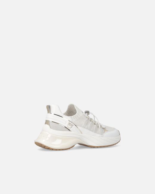 Pinko White Knitted Sneakers With Laces And Cord Lock