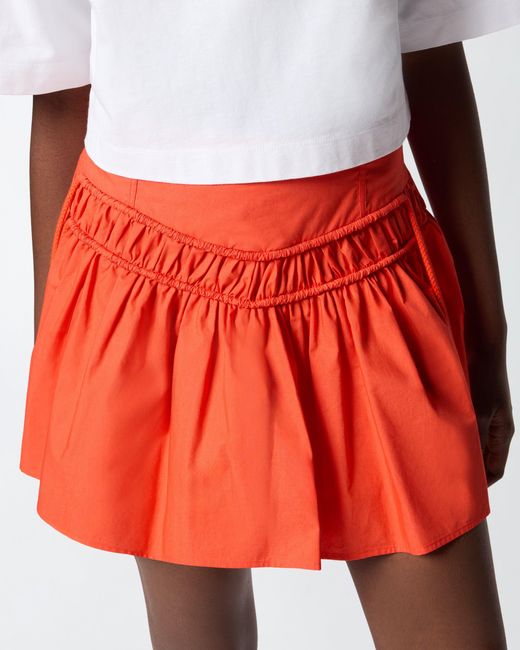 Pinko Red Short Skirt With Gathering And Drawstring