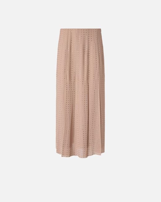 Pinko White Midi Skirt With Fringes And Rhinestones