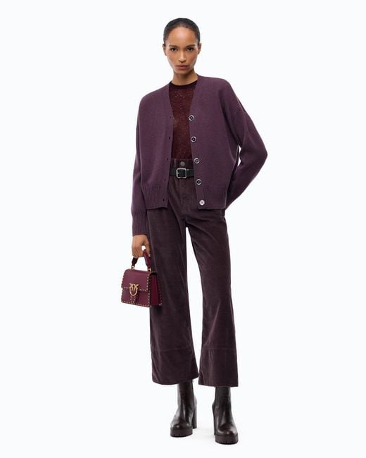 Pinko Purple Wool And Cashmere Cardigan
