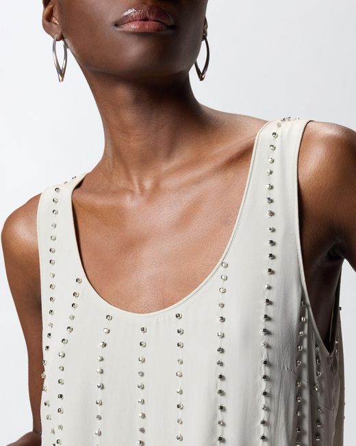 Pinko White Vest Top With Jewel Stripes