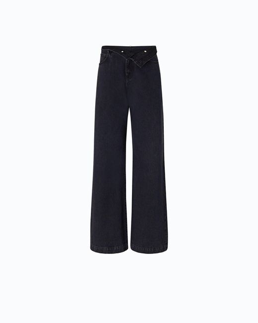 Pinko Blue Wide-Leg Jeans With Two Ways To Wear