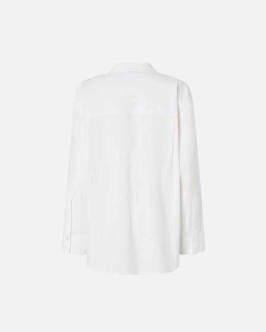 Camicia Bianca Scollo A V Con Strass, Bianco Brill di Pinko in White