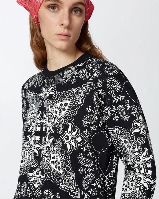 Sudadera De Cuello Redondo Con Estampado De Bandana Pinko de color Black