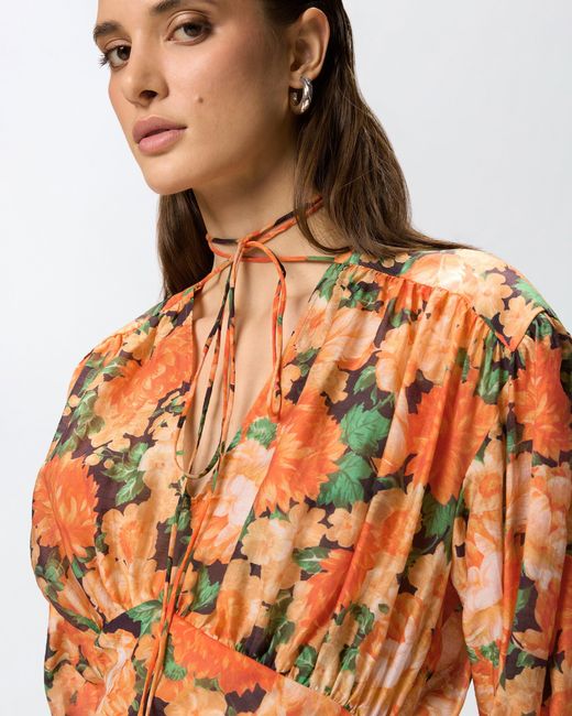Pinko Orange Botanic Garden Floral-Print Mini Dress