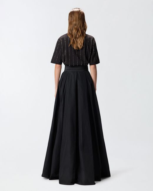Pinko Black Long Wrap Skirt With Bow