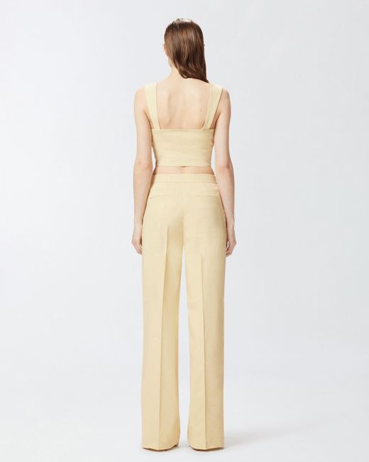 Pinko White Buttoned Linen Crop Top