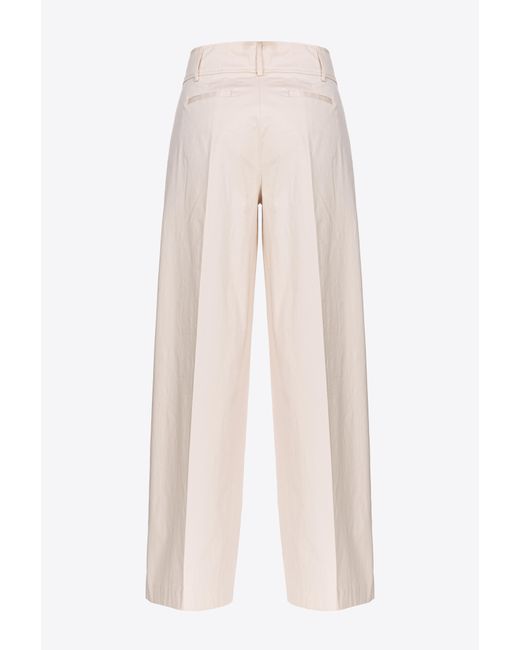 Pinko Natural Extra-wide Trousers In Technical Satin