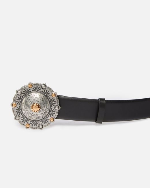Pinko White Leather Belt With Jewel Medallion, 4Cm