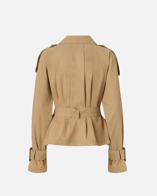 Pinko Natural Short Cotton Trench Coat With Belt