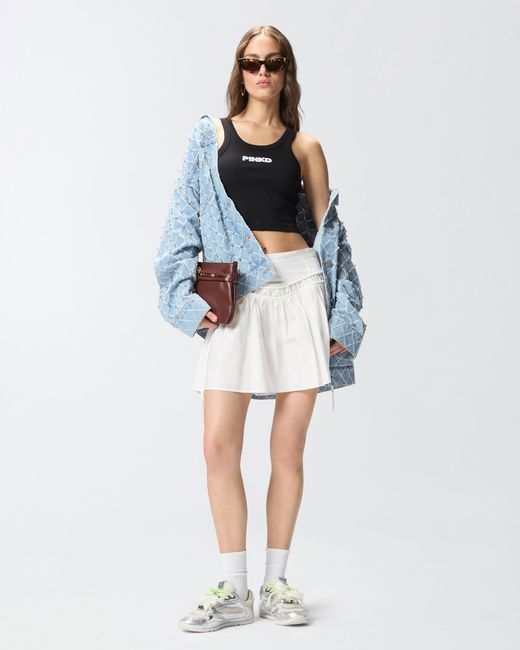Pinko Black Cropped Vest Top With Logo