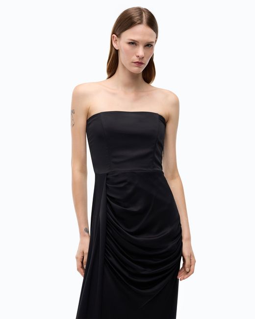 Pinko Black Sleeveless Satin Midi Dress
