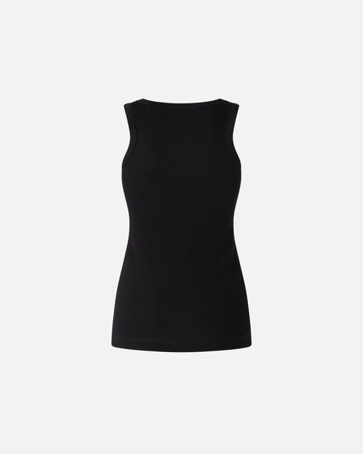 Pinko Black Ribbed Vest Top With Birds Logo