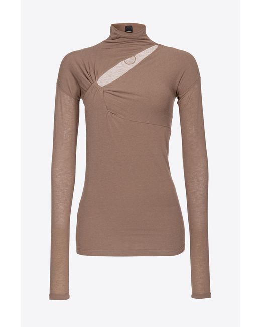 Pinko Brown Cashmere-blend Sweater With Cut-out